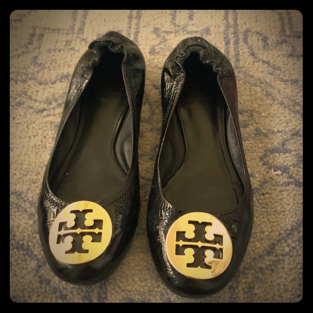 Tory Burch black patent flats